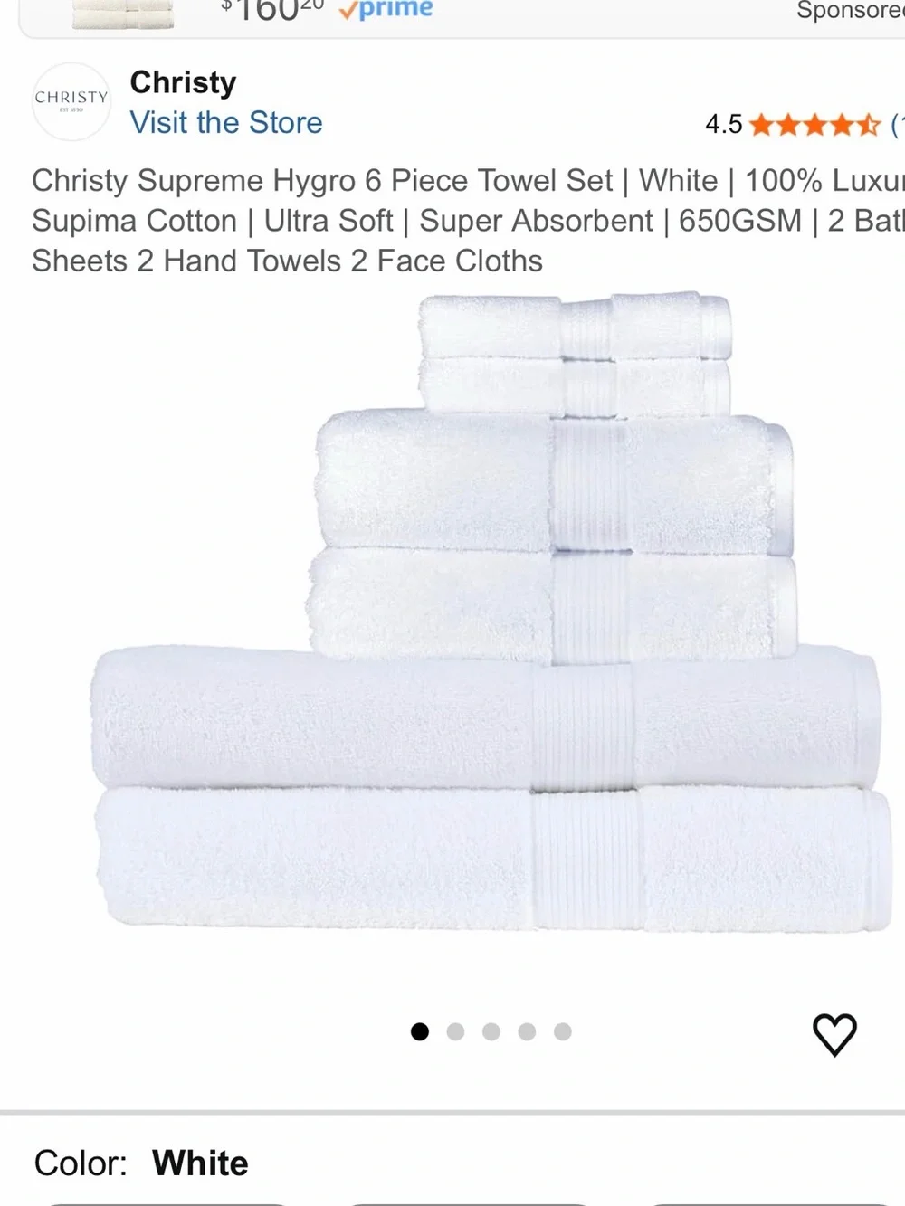 Christy White 6-Piece Bath Sheet Towel Set